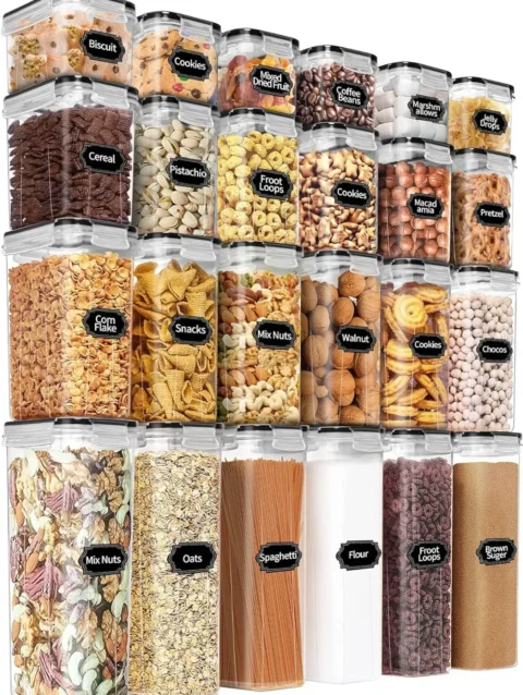 Airtight Food Storage Containers Set with Lids Kitchen Pantry Organization Plastic Leak-proof Canisters for Cereal Flour